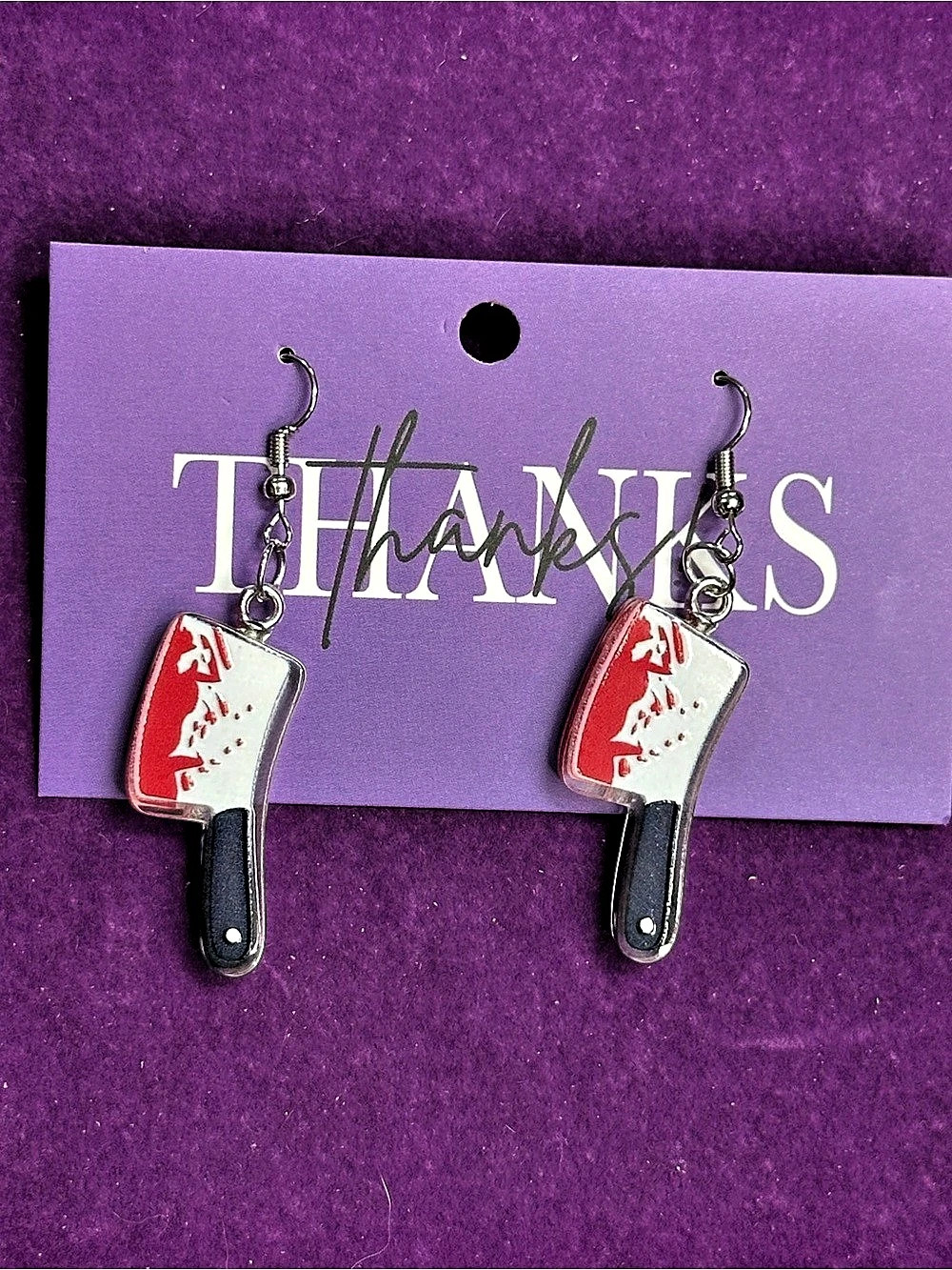 bloody cleaver acrylic dangle earrings 🔪